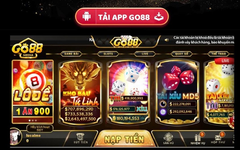 Sảnh game đa dạng với một loạt game bài đình đám